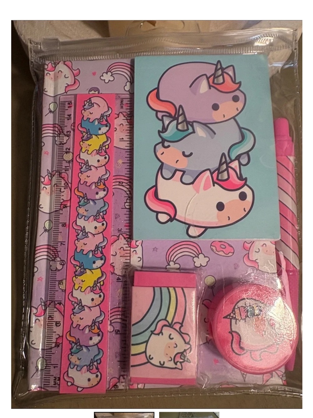 Cute Pink Unicorn Kids Stationery Set with Matching Accessories